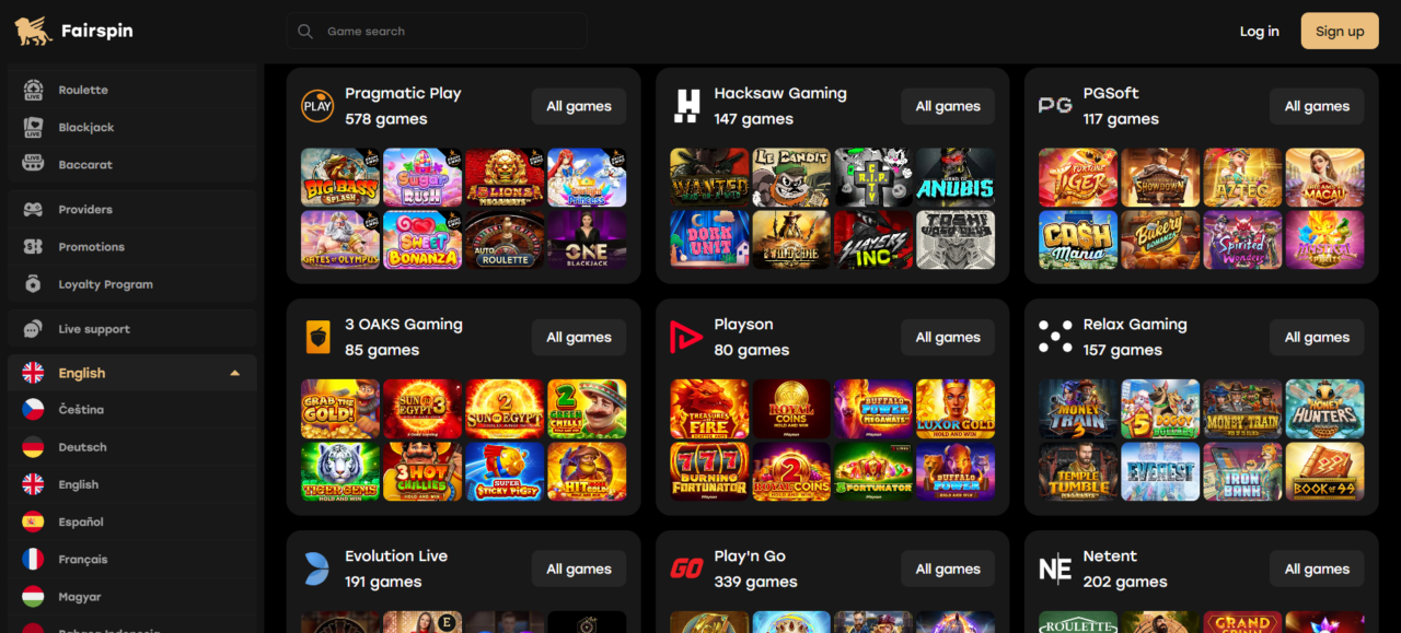Fairspin Casino spillutviklere