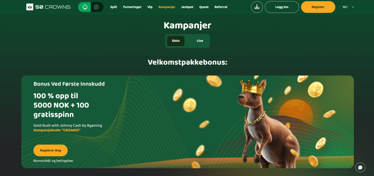 Velkomsttilbud på 50 Crowns Casino