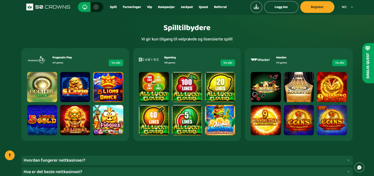 50 Crowns Casino spillutviklere